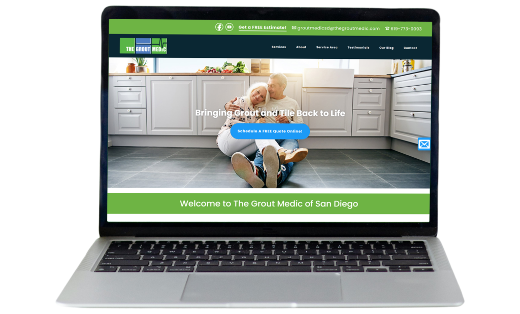 Grout Medic San Diego website view on laptop