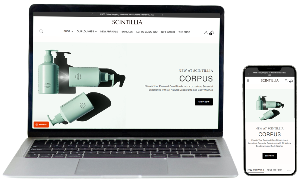 Scintillia website view on laptop and smartphone