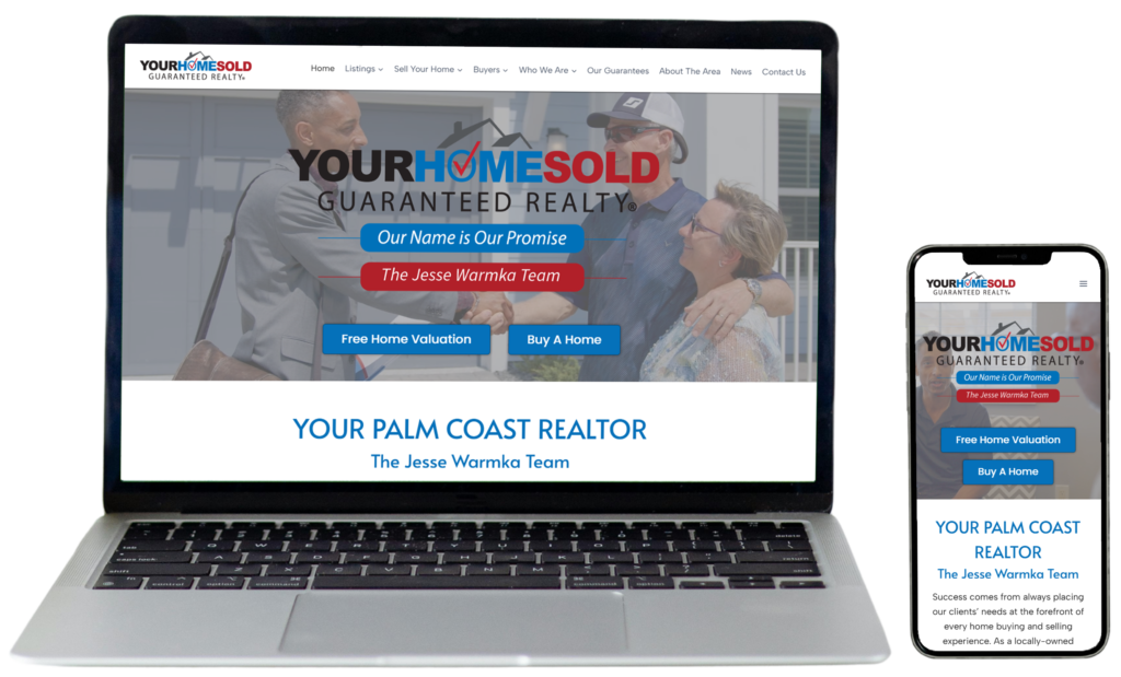 Your Home Sold Guaranteed Realty - Jesse Warmka website view on laptop and smartphone